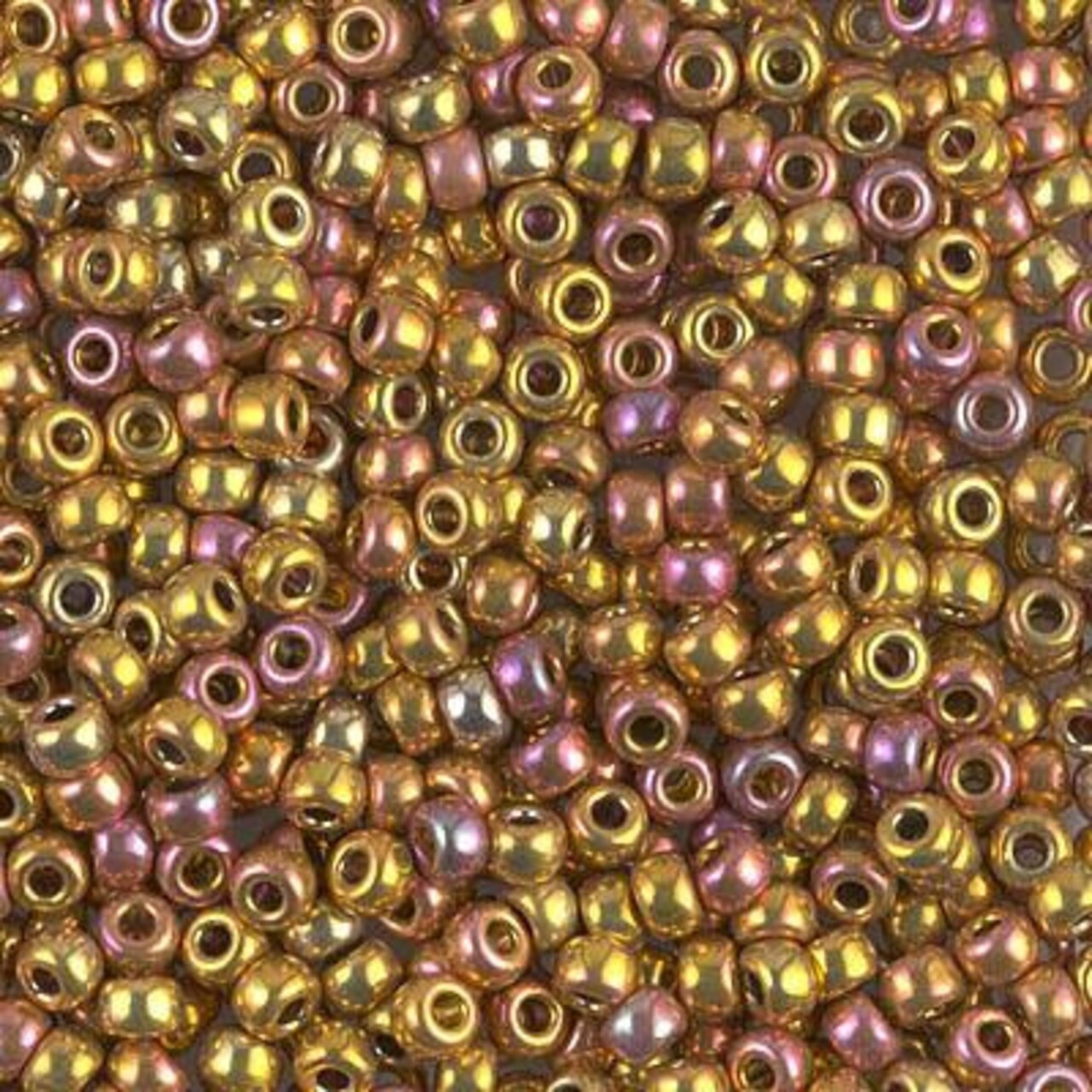 Miyuki 8 Round Seed Bead, 8-199, 24kt Gold Iris (Like DB 501), 10 grams